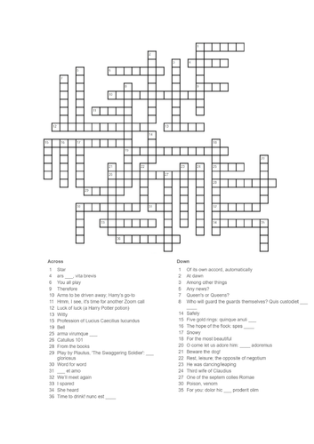 Latin Crossword Teaching Resources