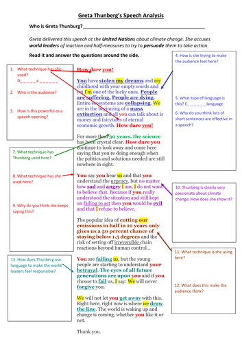 speech analysis example greta thunberg