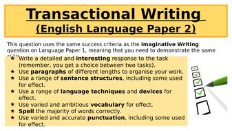 GCSE English Language Transactional Writing Scheme of Work | Teaching Resources