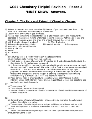 GCSE Triple Chemistry Revision - Topic 6 Rate & Extent of Chemical ...