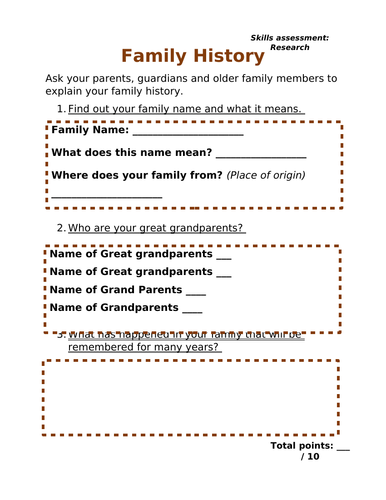 Family Worksheets | Teaching Resources