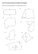 Area of compound shapes (rectangles and triangles) worksheet year 5 ...