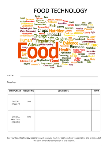 year 10 food technology booklet teaching resources