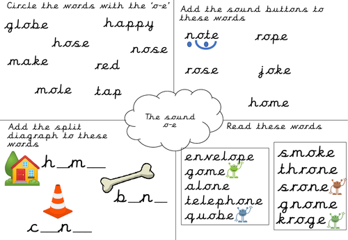 Phonics worksheet- o-e