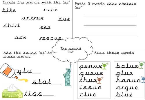 Phonics worksheet- ue