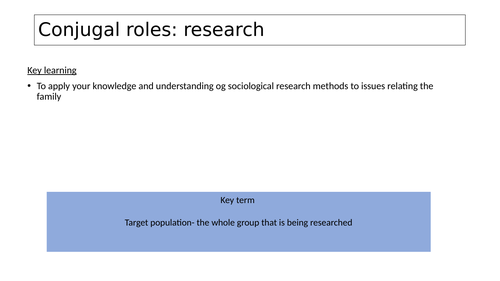 Conjugal roles: research Sociology