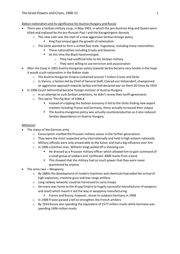 AQA AS History: International Relations (Option 2K) – The Great Powers and Crises, 1900-11