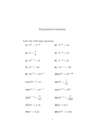 Exponential equations worksheet no 2 (with solutions) | Teaching Resources