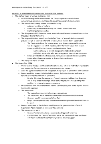 AQA A Level History: International Relations (Option 2K) –Attempts at maintaining the peace, 1923-35