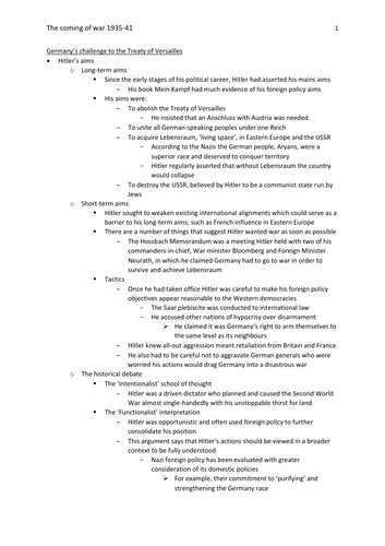 AQA A Level History: International Relations (Option 2K) – The coming of war, 1935-41