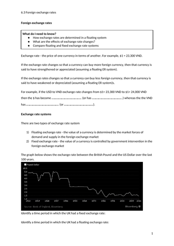 igcse economics unit 6 topic 3 exchange rates