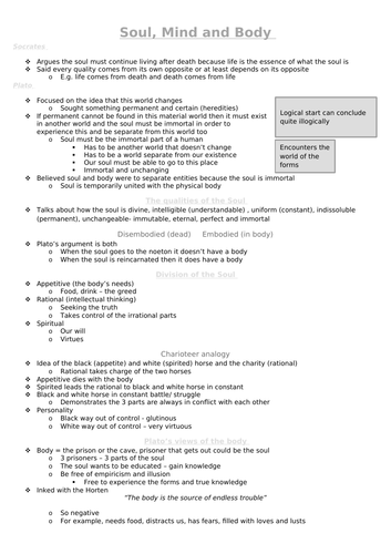 Soul, Mind & Body full revision notes - Philosophy - OCR