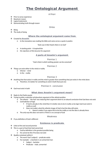 Arguments based on reason full revision notes - Philosophy - OCR