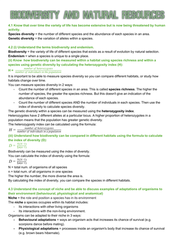 Edexcel SNAB Biology A level module 4: Biodiversity and natural ...