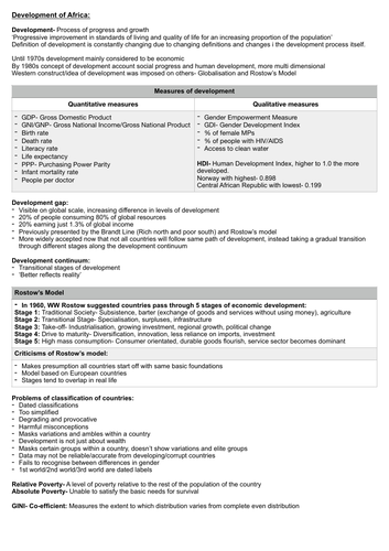 A level Geography- Development of Africa | Teaching Resources