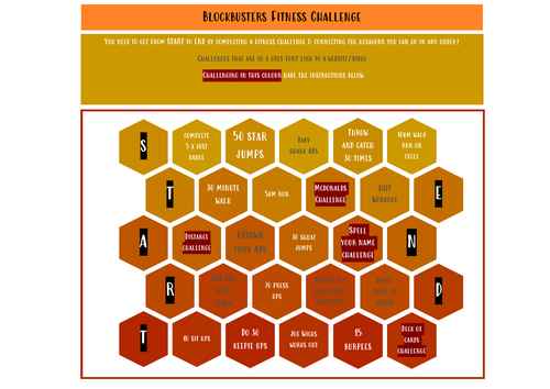 PE Remote Learning - Blockbusters Fitness Challenge
