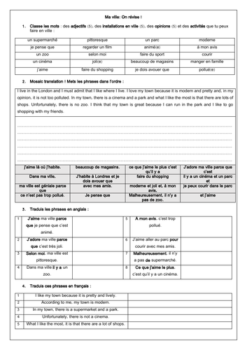 French Town & local area / ma ville - 15 Worksheets | Teaching Resources