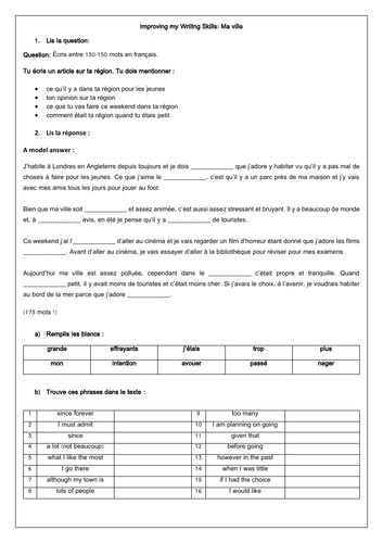 French Town & local area / ma ville - 15 Worksheets | Teaching Resources