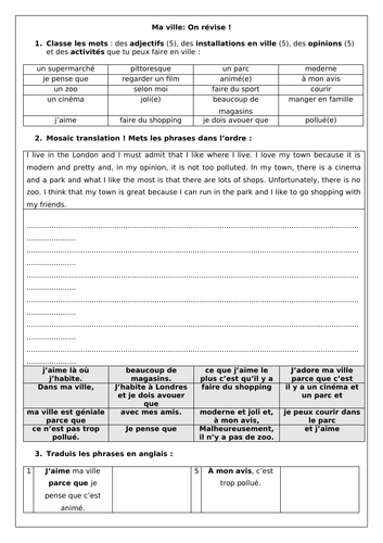 French Town & local area / ma ville - 15 Worksheets | Teaching Resources