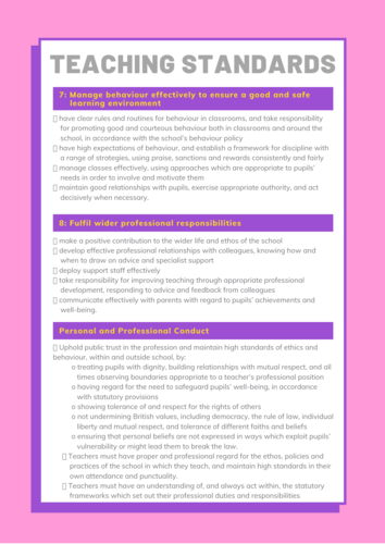 teaching standards homework