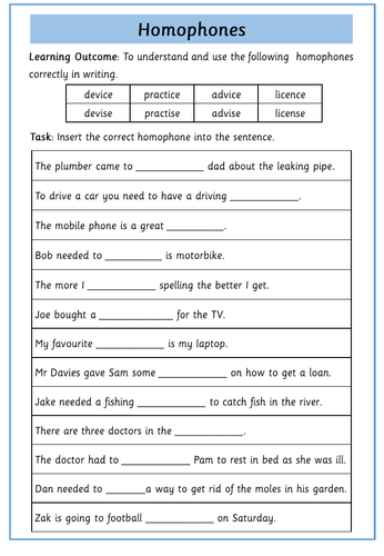 Homophones: Year 5 and 6 | Teaching Resources