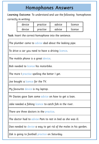 Homophones: Year 5 and 6 | Teaching Resources