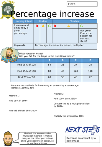 Percentage Increase worksheet | Teaching Resources