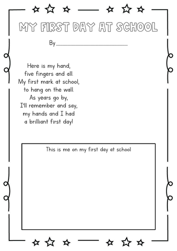 Printable My First Day Handprint Template - Printable Templates Free