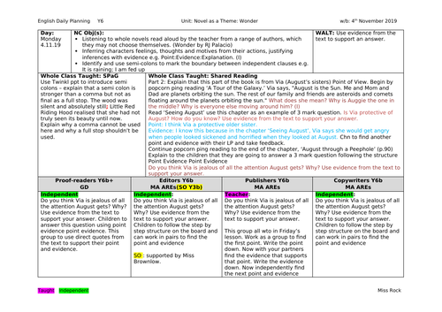 4 Week Unit: Wonder Year 6 | Teaching Resources