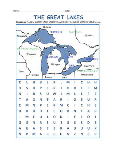 the-great-lakes-of-north-america-word-search-teaching-resources