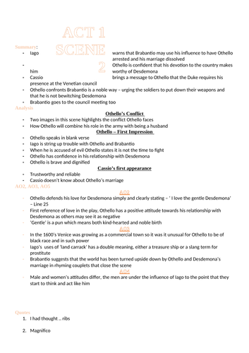 Othello Scene Tracker Act 1 Scene 2