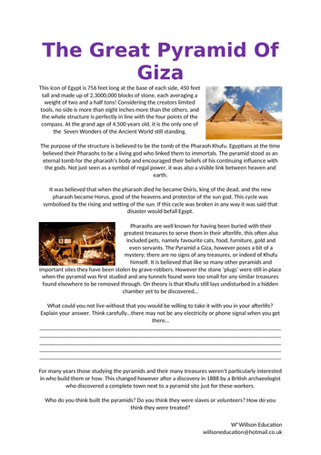 write a tourist information leaflet for the great pyramid