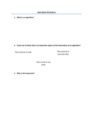 KS1 - Algorithms Introduction and Worksheet | Teaching Resources