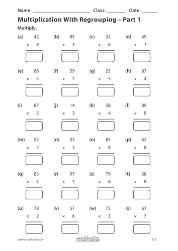 multiplication with regrouping part 1 teaching resources