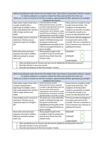 Crusades - 4. Causes of the First Crusade | Teaching Resources