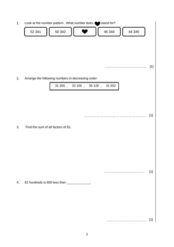 Sample Mid Year Exams for Primary 4 CIE | Teaching Resources