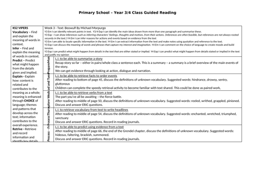 Beowulf by Micheal Morpurgo - Year 3 and 4 - Whole Class Reading ...