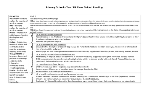 Beowulf by Micheal Morpurgo - Year 3 and 4 - Whole Class Reading ...