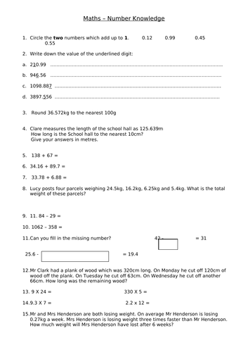 number knowledge | Teaching Resources