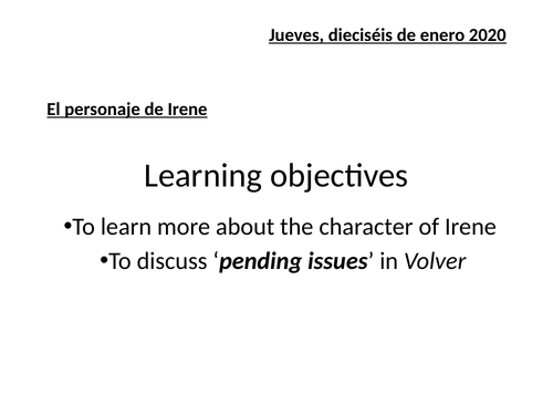 Volver-Pack of 20 lessons | Teaching Resources