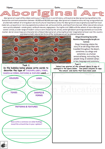 Aboriginal Art Worksheet | Teaching Resources