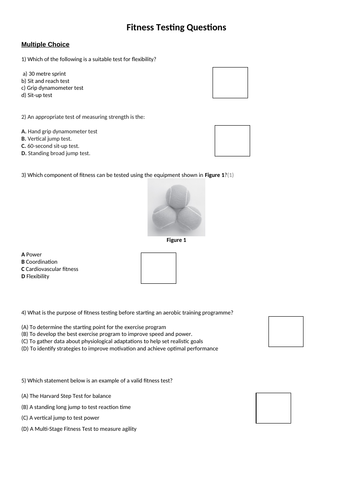 Fitness Testing Questions for GCSE PE