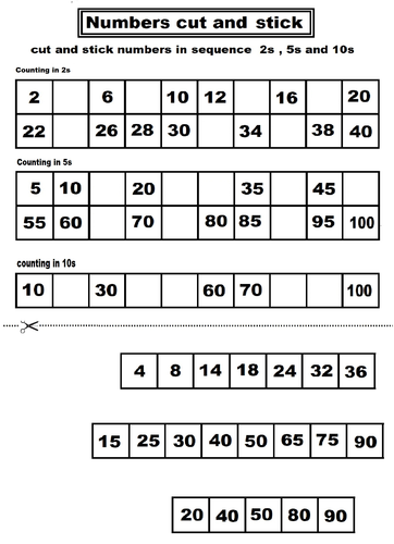 cut and stick 2s , 5s and 10s | Teaching Resources