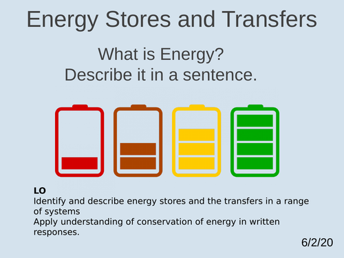 Ks3 Y8 Physics Energy Stores And Transfers Teaching Resources