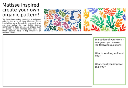 Matisse inspired organic shapes design. year 7 Shape project ...