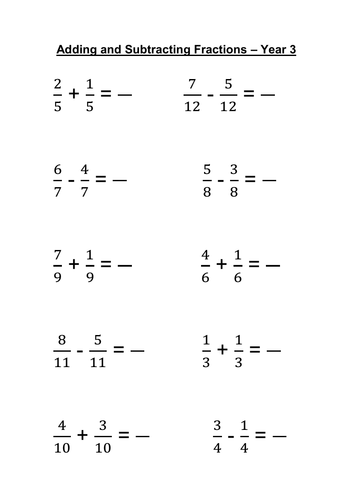 Fraction Worksheets- Year 3 | Teaching Resources