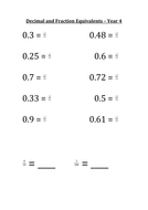 fractions decimals worksheets year 4 teaching resources