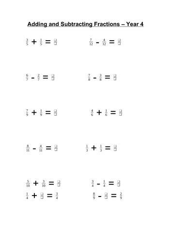 fractions decimals worksheets year 4 teaching resources