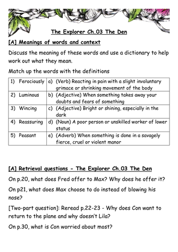 Y3/4 Chapter 3 The Explorer by Katherine Rundell 1 week whole