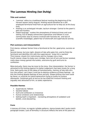 The Lammas Hireling (Ian Duhig): Analysis